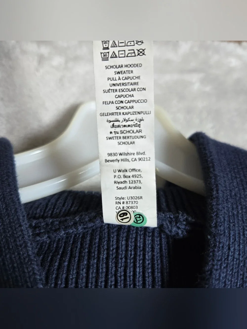 Alo Yoga Scholar Hooded Sweater Women’s Large Navy Blue Heavyweight Knit Relaxed
